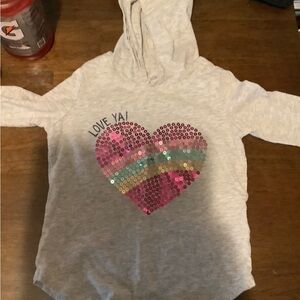 Gray Hoodie with Sequin Heart Design